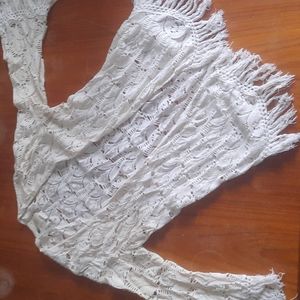 Billabong crocheted long-sleeve coverup